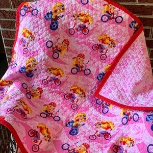 Girls motorcycle biker quilt blanket 35 x 40